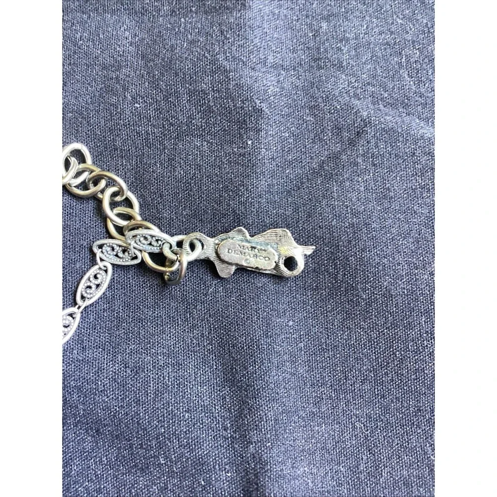 Vtg Mary DeMarco La Contessa Cat Pendant Necklace Rare Hand Clasp Pewter Signed